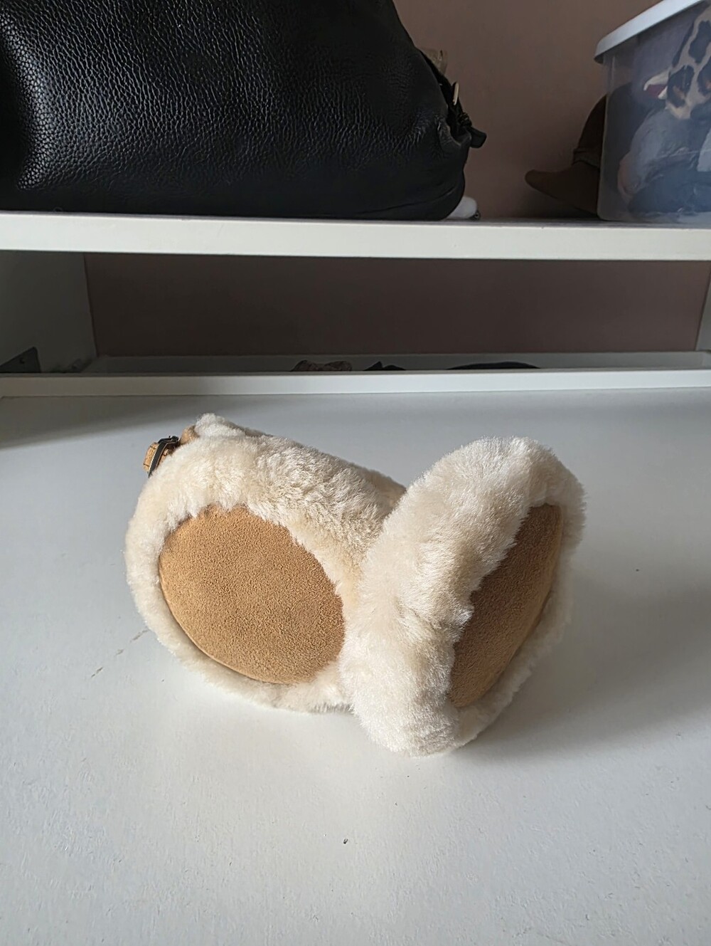 UGG Cream and Tan Faux-Shearling Ear Muffs